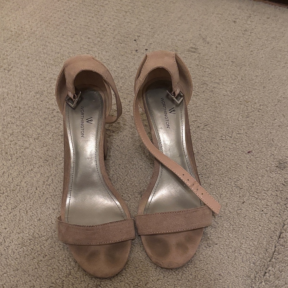 Worthington Women's Beige Ankle Strap Heels